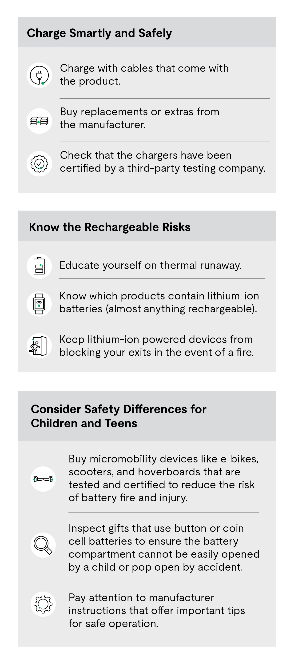 Tips on how to charge devices with lithium-batteries safely 